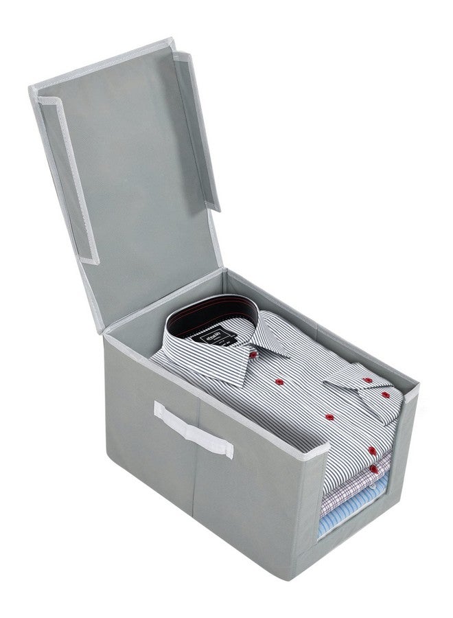 Kuber Industries Kuber Industries Non-Woven Foldable Shirt Stacker With Carrying Handle & Lid |Cloth Wardrobe Organizer|Size 38 x 26 x 24 CM|Pack of 3 (Grey)-HS43KUBMART26885, Cotton - Image 4