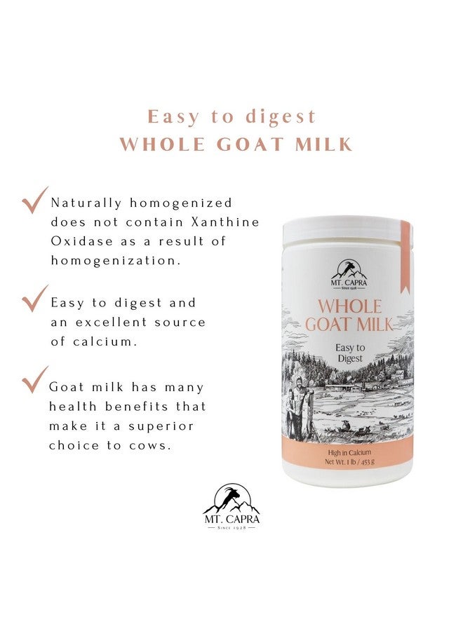 MT. CAPRA SINCE 1928 Whole Goat Milk by Mt. Capra | A Whole Goat Milk Powder from Non-GMO, Grass-fed Goats, Creamy, Great Tasting, Easy to Digest, A2 Milk - 1 pound - Image 3