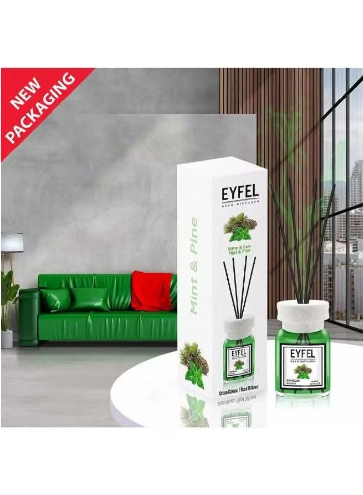 بايكو فواحة أعواد عطرية من إيفيل بالنعناع والصنوبر - 120 مل | أفضل عطر منزلي | ناشر رائحة عطر إيفل طويل الأمد | تعزيز أجواء المنزل برائحة النعناع والصنوبر | مثالية لغرف المعيشة وغرف النوم - Image 1