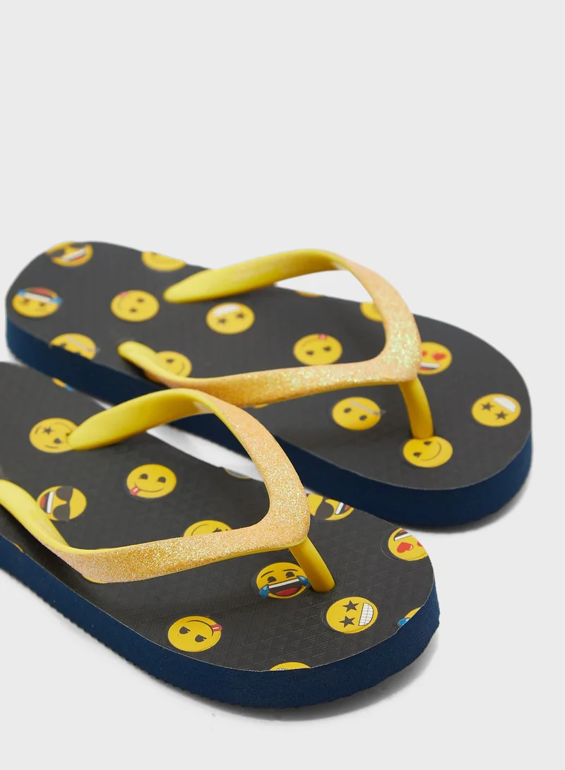 Emoji Kids Emoji Flip Flops