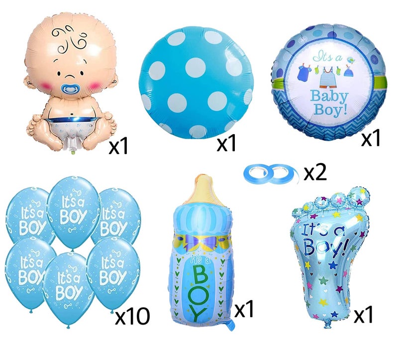 AMFIN ® Baby's Pack of 34 Welcome Baby boy or Girl we Love You Foil Balloons Combo - Multi - Image 5