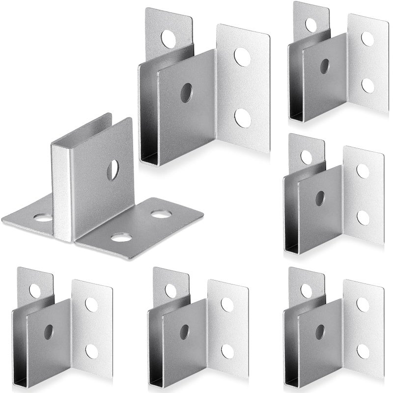 Hicarer 8 Pack U Sign Brackets for 14 Material Corners Street Sign Mounting Bracket Panel U Bracket Set for Panel Mounting Substrate Boards Installation Matte Aluminum Silver - Image 2