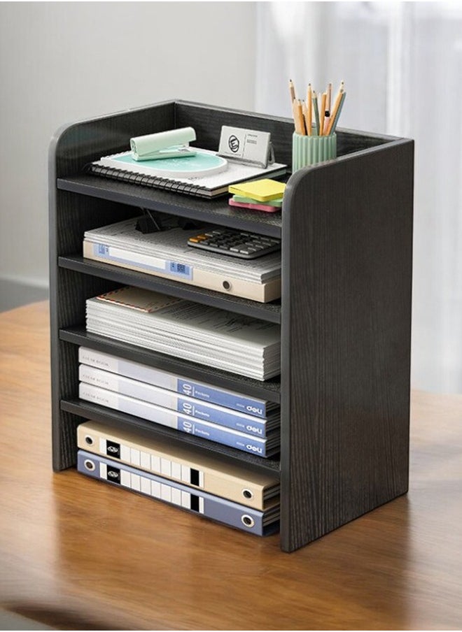 ZCM-HAPPY - Office Desktop Multi-Layer File Rack, Desk Organizer and Storage Solution, Workstation Artifact for Document and File Management, Workspace Declutter Solution, Office Supplies Rack - Image 1