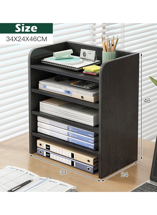 ZCM-HAPPY - Office Desktop Multi-Layer File Rack, Desk Organizer and Storage Solution, Workstation Artifact for Document and File Management, Workspace Declutter Solution, Office Supplies Rack - Image 1