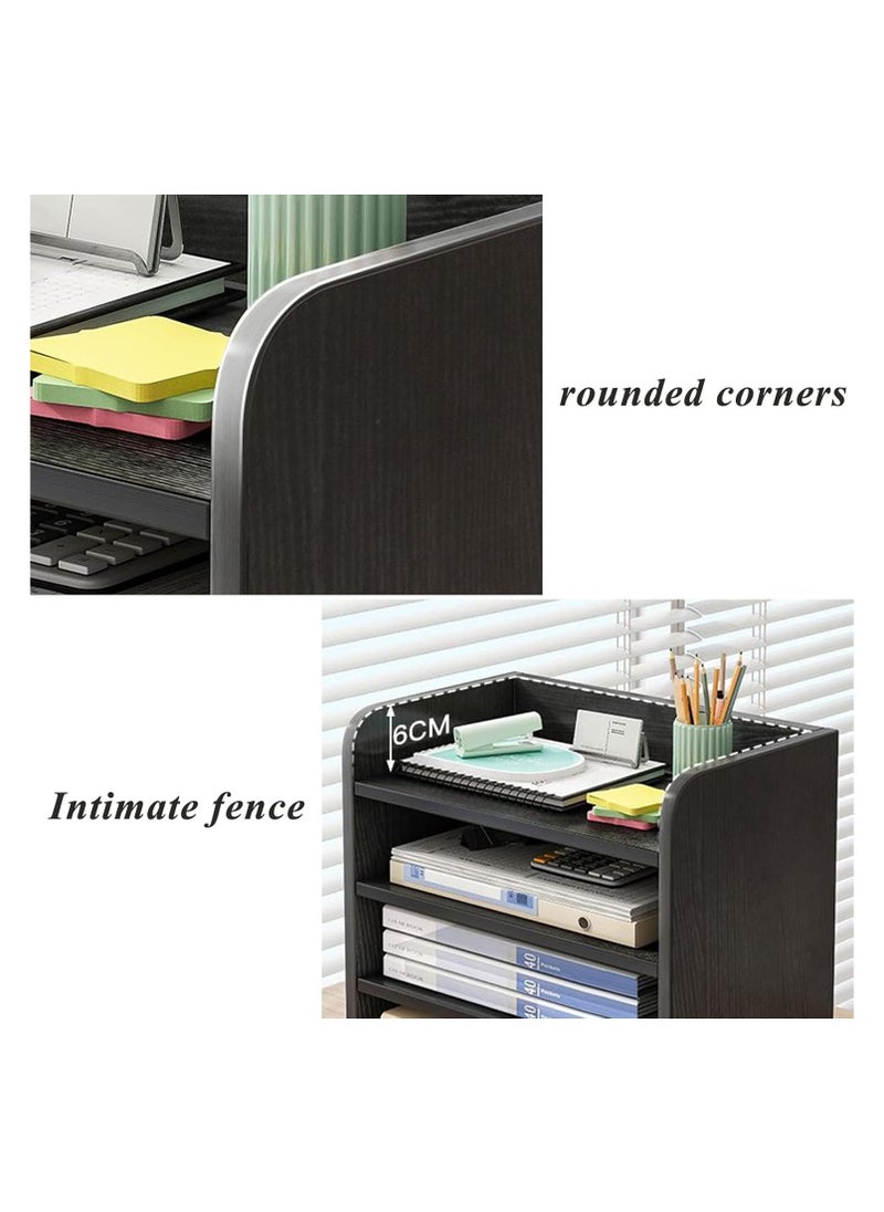 ZCM-HAPPY - Office Desktop Multi-Layer File Rack, Desk Organizer and Storage Solution, Workstation Artifact for Document and File Management, Workspace Declutter Solution, Office Supplies Rack - Image 1