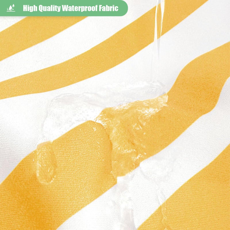 Dynamene Extra Fabric Fabric Startain 84 بوصة مزرعة طويلة من مزرعة مزرعة صفراء وبيضاء مخططة الستارة دش مع بوهو شرابات الفند - Image 3