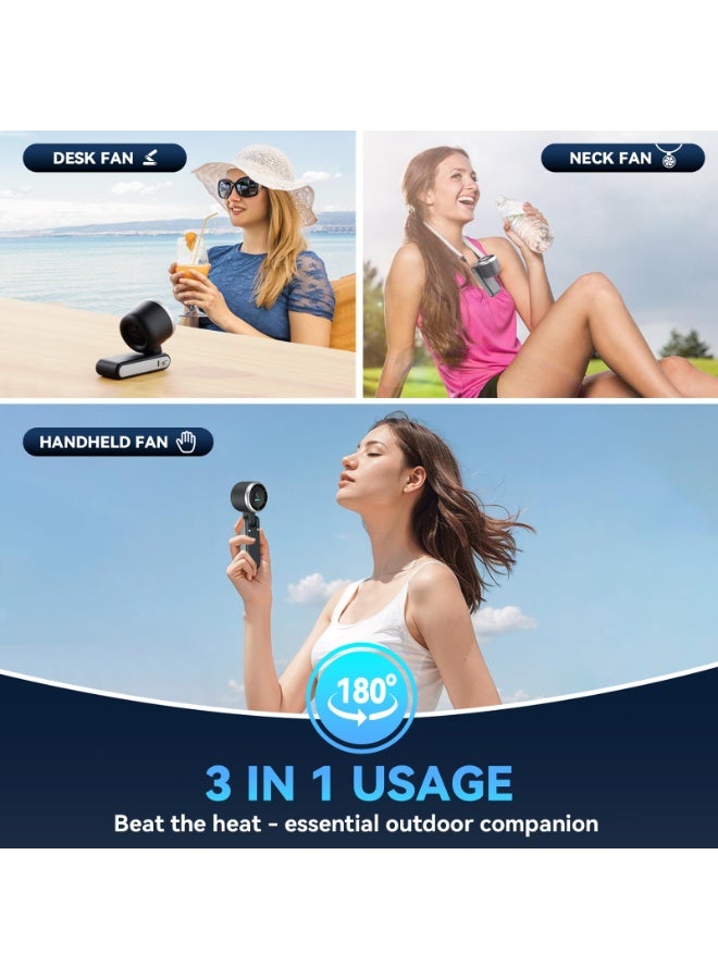 نيبمينينت مروحة محمولة باليد بتقنية التيربو، 5 سرعات للهواء، بطارية قابلة للشحن بسعة 4000 مللي أمبير، توفر 12 ساعة عمل، مروحة يدوية 3 في 1 مع تقنية تبريد التيربو للأنشطة الخارجية، السفر، والشاطئ - Image 4