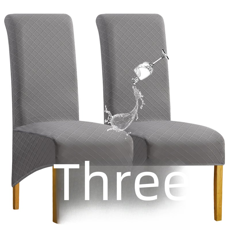 Diamond Jacquard Waterproof Enlarged Chair Cover Wholesale One-Piece Elastic Waterproof Chair Cover Hotel Banquet Chair Cover(Light gray, Ling Ge 01 High Back Chair Cover) - Image 2
