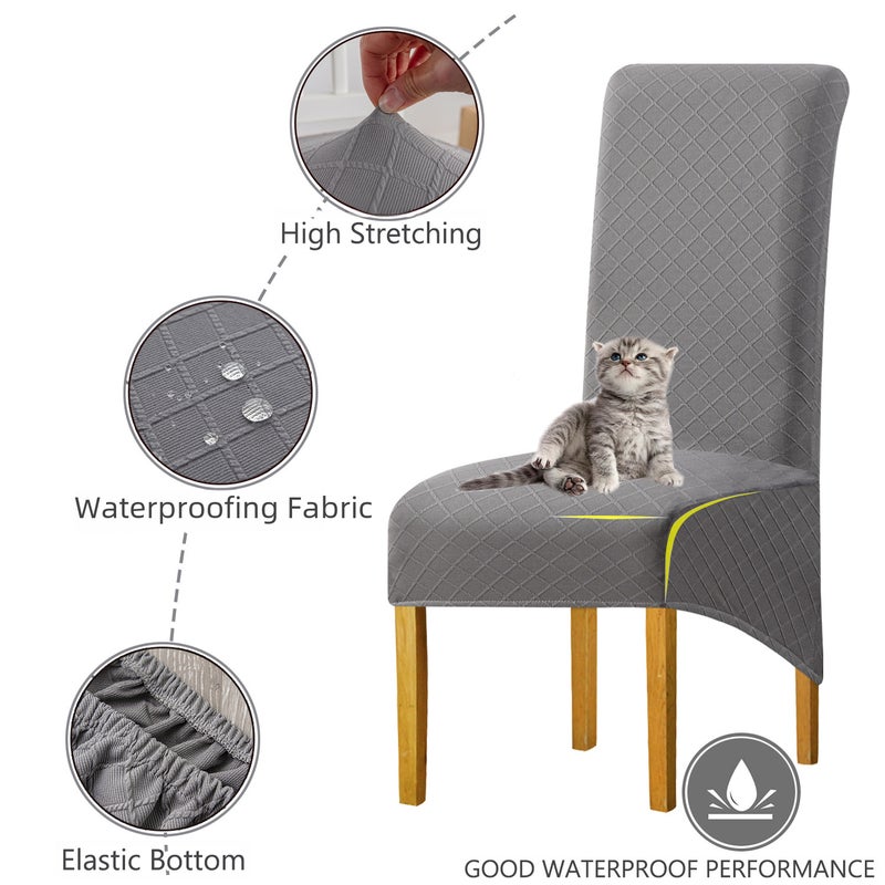 Diamond Jacquard Waterproof Enlarged Chair Cover Wholesale One-Piece Elastic Waterproof Chair Cover Hotel Banquet Chair Cover(Light gray, Ling Ge 01 High Back Chair Cover) - Image 5