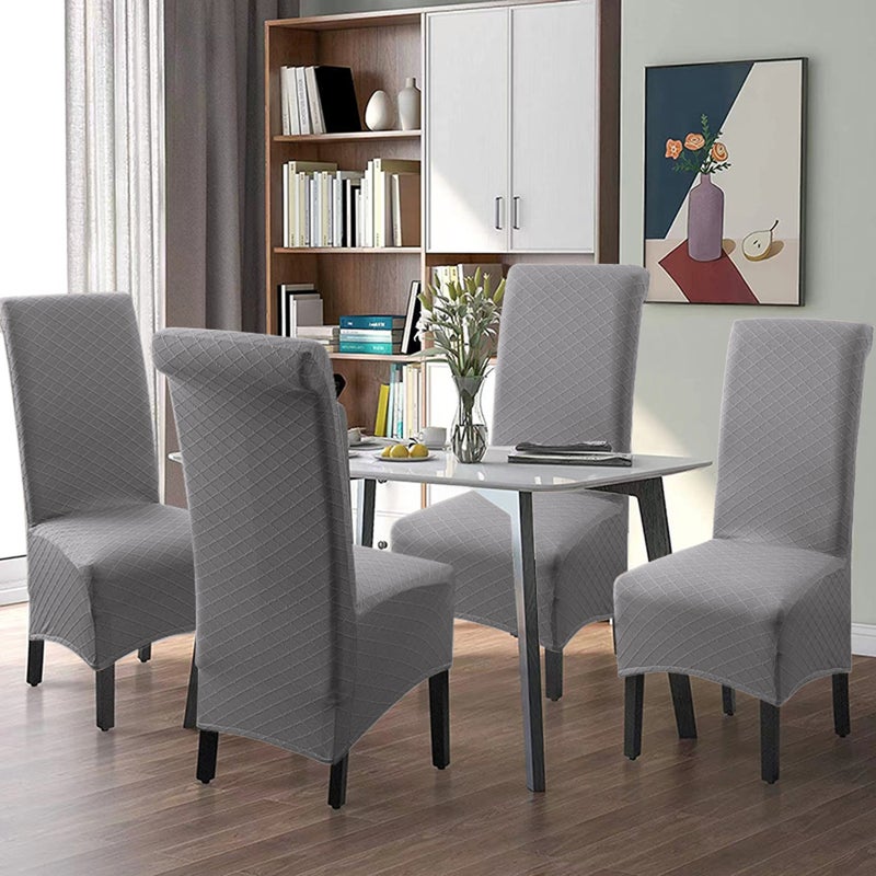 Diamond Jacquard Waterproof Enlarged Chair Cover Wholesale One-Piece Elastic Waterproof Chair Cover Hotel Banquet Chair Cover(Light gray, Ling Ge 01 High Back Chair Cover) - Image 1