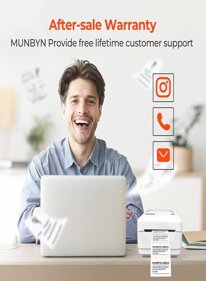 MUNBYN ملصقات حرارية من مونبين، مقاس 2.25 بوصة × 1.25 بوصة، ورق ملصقات باركود ذاتي اللصق للطابعات الحرارية المباشرة وللأعمال التجارية، ملصقات عناوين بريدية مستطيلة متعددة الأغراض، 4000 ورقة / 4 لفات - Image 5