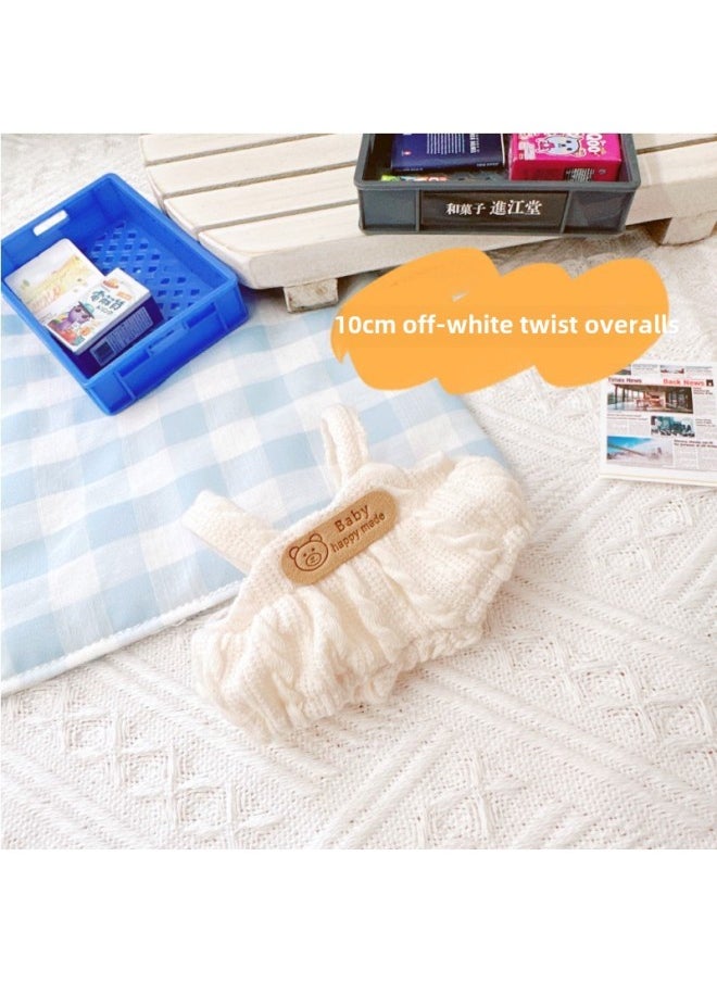 Only Clothes] Labubu Doll Clothes 17cm Heart Vinyl Face Pull Cloth Baby Clothes Change To Replace-Specifications:10cm-Color:10cm Rice White Twist Strap  - Image 1