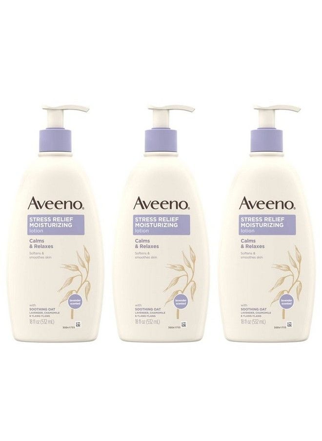 Aveeno - Stress Relief Moisturizing Body Lotion With Lavender Natural Oatmeal & Chamomile & Ylangylang Essential Oils To Calm & Relax Nongreasy Daily Stress Relief Lotion 3 X 18 Fl. Oz - Image 1