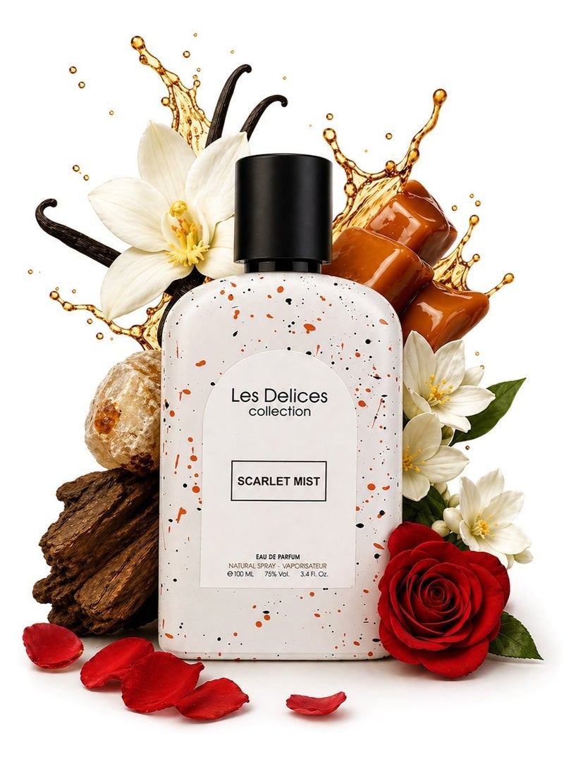 Divina Scarlet Mist Eau de Parfum 100ml for Women - Les Delices Collection, Long Lasting Floral Fruity Perfume with Pear, Tea, Amalfi Lemon, Jasmine & Musk - Image 1