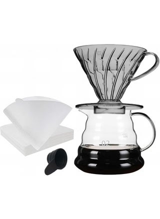 طقم قهوة V60 02 مع فلتر ومنقط ومجموعة تقديم زجاجية وملعقة قياس من قهوا الورق شفاف - pzsku/ZEEB23EAD3DC82B0553ECZ/45/1747565479/5122f938-0124-4b3a-91a4-bdb2dae956f5