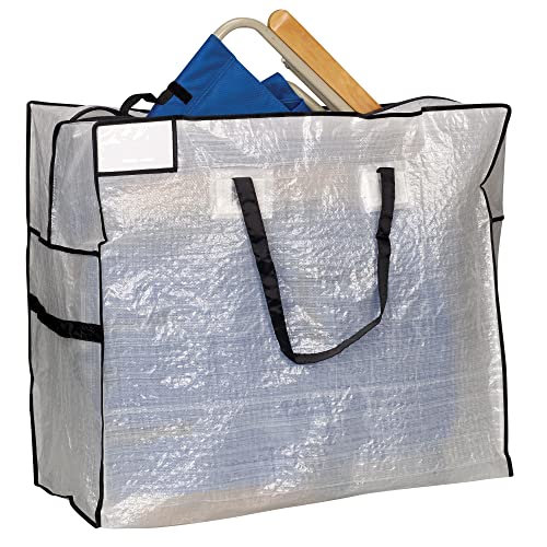 Household Essentials 2622 MightyStor Large Storage Bag with Handles | Clothing and Linen Storage Bag | White Tarp with Black Trim - Image 5