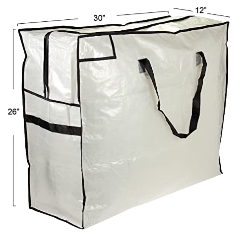 Household Essentials 2622 MightyStor Large Storage Bag with Handles | Clothing and Linen Storage Bag | White Tarp with Black Trim - Image 4