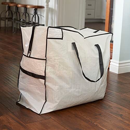 Household Essentials 2622 MightyStor Large Storage Bag with Handles | Clothing and Linen Storage Bag | White Tarp with Black Trim - Image 3