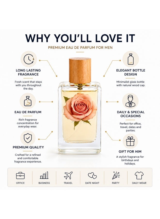 عطر رجالي فاخر أو دو بارفان 50 مل – رائحة خشبية حمضية تدوم طويلاً، عطر منعش للاستخدام اليومي والعمل والسفر والهدايا - Image 4
