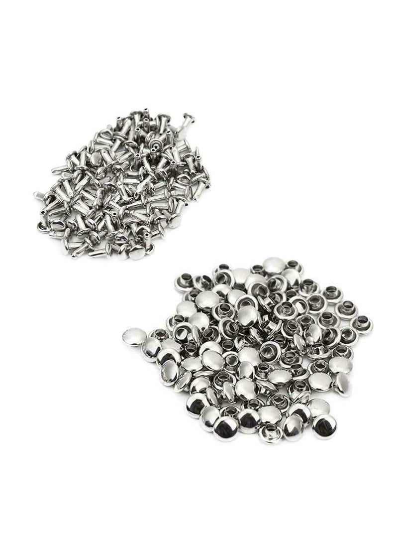 Trimming Shop Trimming Shop Double Cap Rivets Tubular Metal Studs for Clothing Repair  Replacements Sewing Leather Crafting DIY Projects 10mm x 9mm Silver 100 Sets 