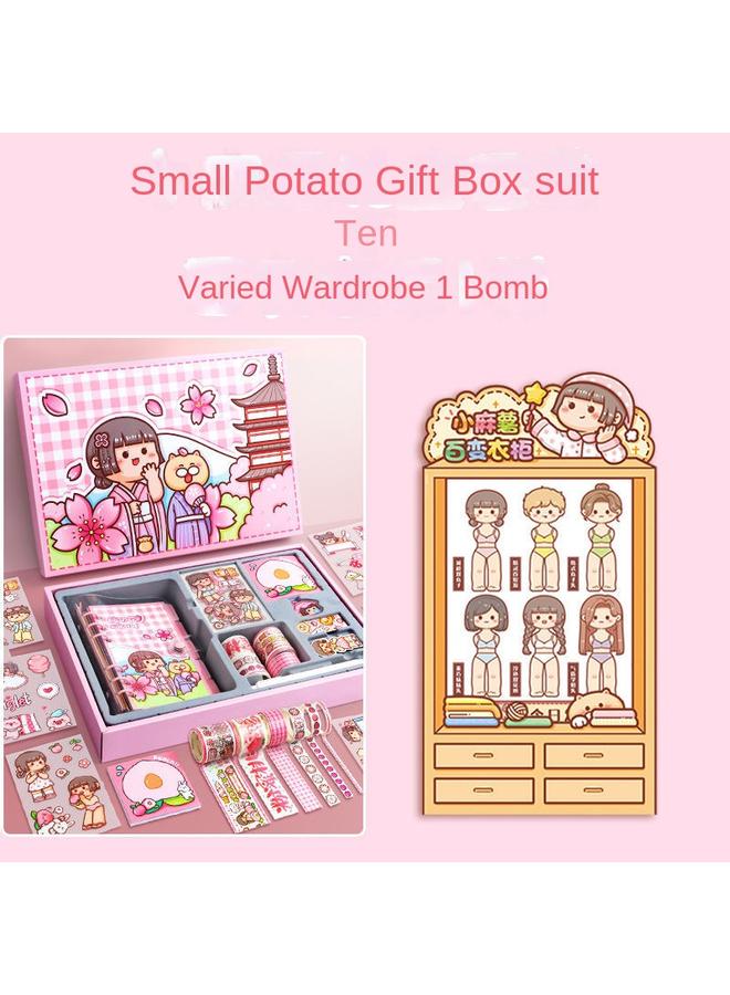 Bluejw Small Potato Cute Hand Ledger Suit Transparent Loose-leaf Book Full Set Of Hand Ledger Tools And Paper Stickers Note Notebook - Image 1