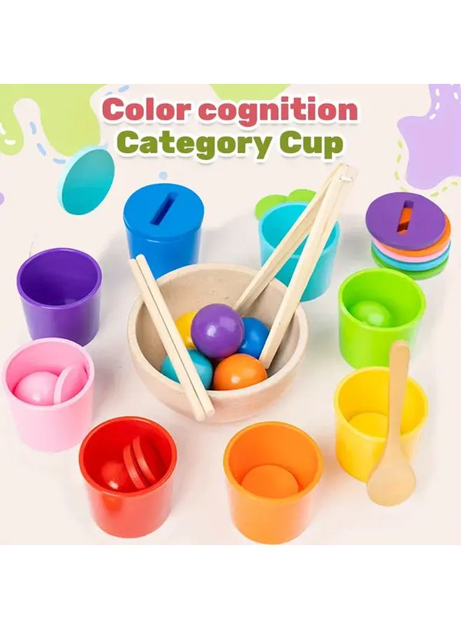 1 Set Color Shape Recognition Puzzle Toy With 8 Color Matching Cups For Kids Learning - Image 2