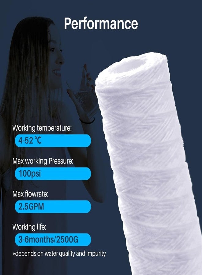 CFS - 12 Pack String Wound Sediment Water Filter Cartridges Compatible with RS5-SS Models - Removes Bad Taste and Odor - Whole House Replacement Filter Cartridge - 5 Micron - Image 5
