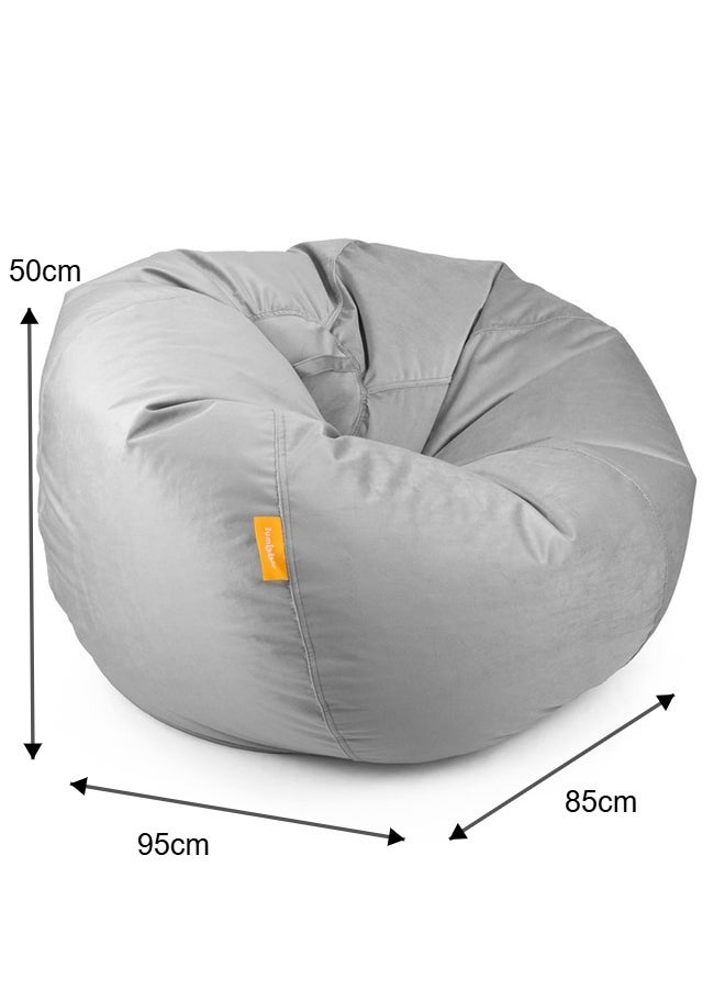 Jumbble Suede Bean Bag with Filling | Ultimate Indoor Lounging Chair for All Ages | Velvet Soft Fabric | Filled with Polystyrene Beads(Large, Grey)50 X 85 X95cm - Image 4