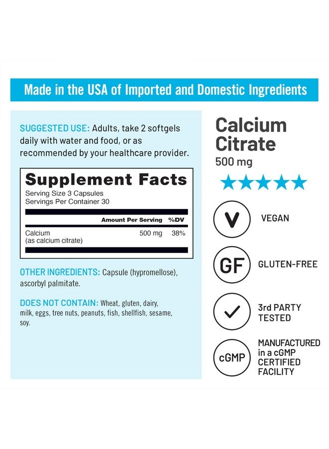 NatureWise Calcium Citrate 500mg Capsules - Supplement for Bone Health - Easy to Digest & Absorb - Vegan, Non-GMO, Gluten-Free - 90 Count[30-Day Supply] - Image 4
