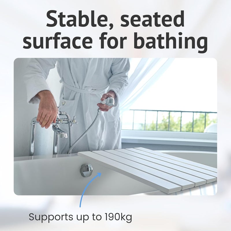 Homecraft Savanah Slatted Bath Board 69 x 35 cm Lightweight Bath Seat for Elderly and Disabled Quick Draining Bathing Aid with Non Slip Fittings Supports up to 190 kg - Image 4