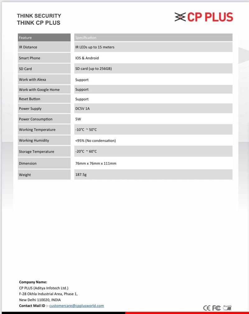 CP PLUS 2MP Full HD Wi-fi CCTV Camera | 360°View PT Camera | Motion Tracking | Cloud Monitoring | 2-Way Talk, Night Vision| Support SD Card (Up to 256 GB) | Privacy Mode - CP-E28A - Image 3