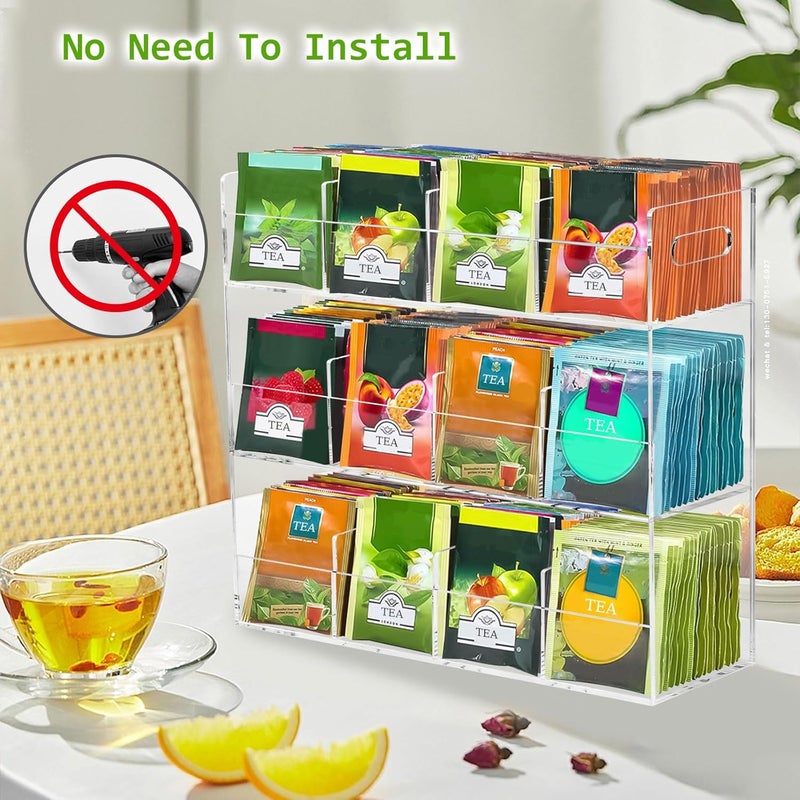 تصميم عمودي ثلاثي الطبقات: يتميز هذا الحامل بتصميم عمودي ذكي، حيث يستغل الطابق الثلاثي المساحة العمودية بشكل كامل، مما يجعل جميع أنواع أكياس الشاي في متناول اليد، وفي الوقت نفسه يقلل بشكل فعال من الفوضى على سطح المكتب أو الخزانة، مما يجعل المكان أكثر نظامًا وترتيبًا. مواصفات: المادة: أكريليك عدد الفتحات: 12 حجم المنتج: 29.6*9.8*26.4 سم خطوة التجهيز: يجب إزالة الفيلم الواقي من كلا الجانبين قبل الاستخدام قائمة المنتجات: - Image 5