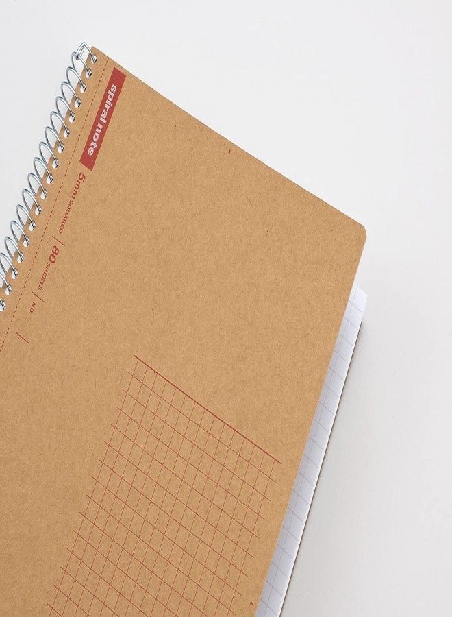 Maruman Spiral Note Basic Grid Notebook- B5, 9.92" x 7.44", 80 Sheets / 160 Pages, 5mm Graph Paper Journal, Perforated Pages & Wire-Bound to Lay Flat, Sturdy Kraft Cover, Made in Japan - Image 5