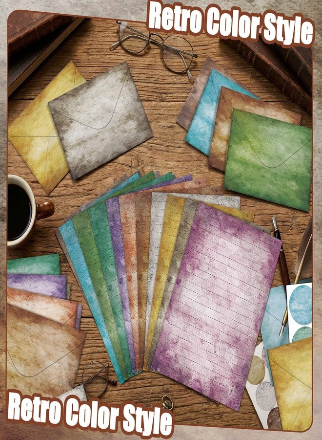 تاوباري مجموعة أوراق قرطاسية من تاوباري مكونة من 160 قطعة، 50 ورقة قرطاسية مزدوجة الجوانب مع 50 ظرفًا متطابقًا و60 ملصقًا دائريًا منقطًا، 10 تصميمات (عتيق، 8.25 × 5.5 بوصة) - Image 2