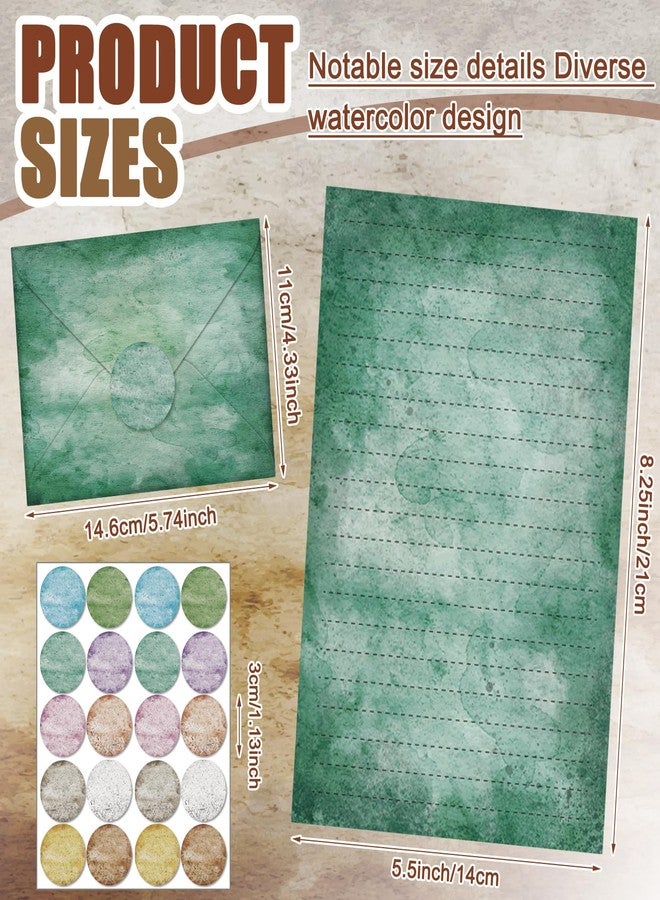 تاوباري مجموعة أوراق قرطاسية من تاوباري مكونة من 160 قطعة، 50 ورقة قرطاسية مزدوجة الجوانب مع 50 ظرفًا متطابقًا و60 ملصقًا دائريًا منقطًا، 10 تصميمات (عتيق، 8.25 × 5.5 بوصة) - Image 3