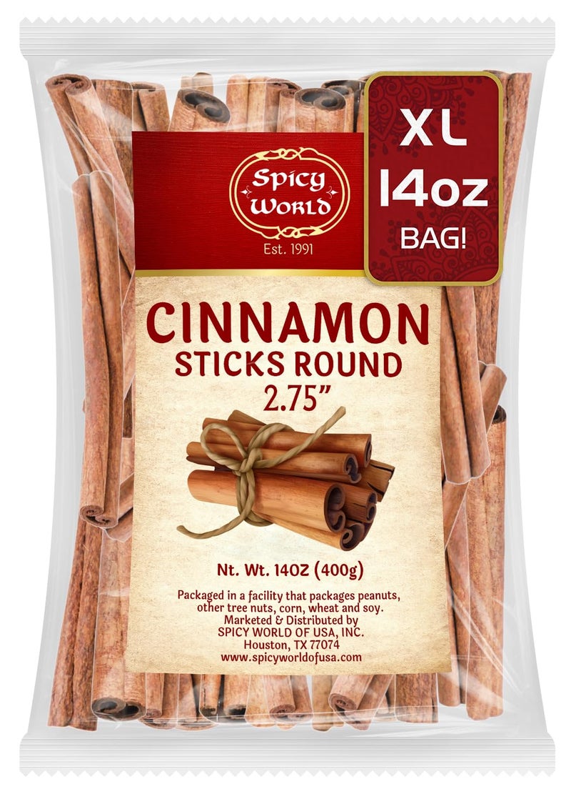 Spicy World Cinnamon Sticks 14 Oz Bag ~100 Sticks - Strong Aroma, Perfect for Baking, Cooking & Beverages - 3+ Inches Length - Cassia Saigon Cinnamon from Vietnam - Image 1