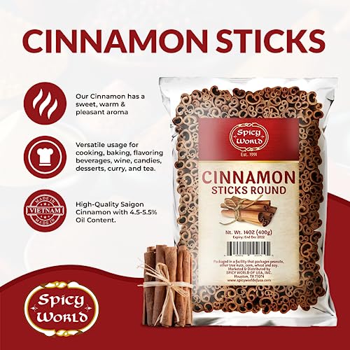 Spicy World Cinnamon Sticks 14 Oz Bag ~100 Sticks - Strong Aroma, Perfect for Baking, Cooking & Beverages - 3+ Inches Length - Cassia Saigon Cinnamon from Vietnam - Image 2