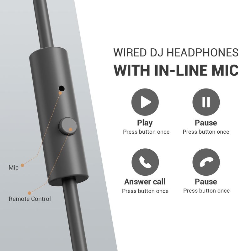 OneOdio Wired Over Ear Headphones Studio Monitor & Mixing DJ Stereo Headsets with 50mm Neodymium Drivers and 1/4 to 3.5mm Jack for AMP Computer Recording Podcast Keyboard Guitar Laptop - Grey - Image 5