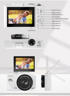 IqwiCam 4K Digital Camera for Photography 64MP Vlogging Camera for Video Cameras 3" 180° Flip Screen with 18X Zoom Compact Vlog Travel Camaras, 64GB SD Card, 2 Batteries  - Image 5