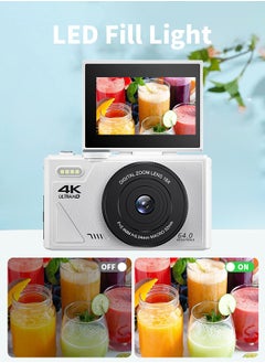 IqwiCam 4K Digital Camera for Photography 64MP Vlogging Camera for Video Cameras 3" 180° Flip Screen with 18X Zoom Compact Vlog Travel Camaras, 64GB SD Card, 2 Batteries  - Image 4