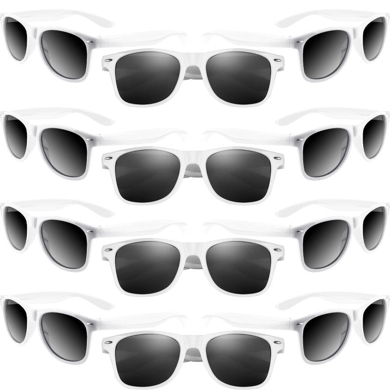 MIAHART 12 Pack Kids Party Sunglasses Bulk Summer Party Favors Retro Glasses for Boys and Girls Birthday Party Supplies White - Image 2