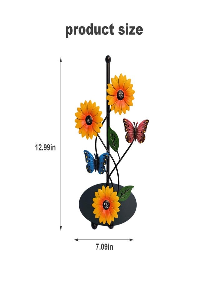 Jorzer Roll Paper Stand Sunflower Butterfly Paper Storage Racks Nonslip Bottom Storage Rack Decorative Detachable Countertop Tissue Towel Holder Bracket for Kitchen Living Room - Image 2