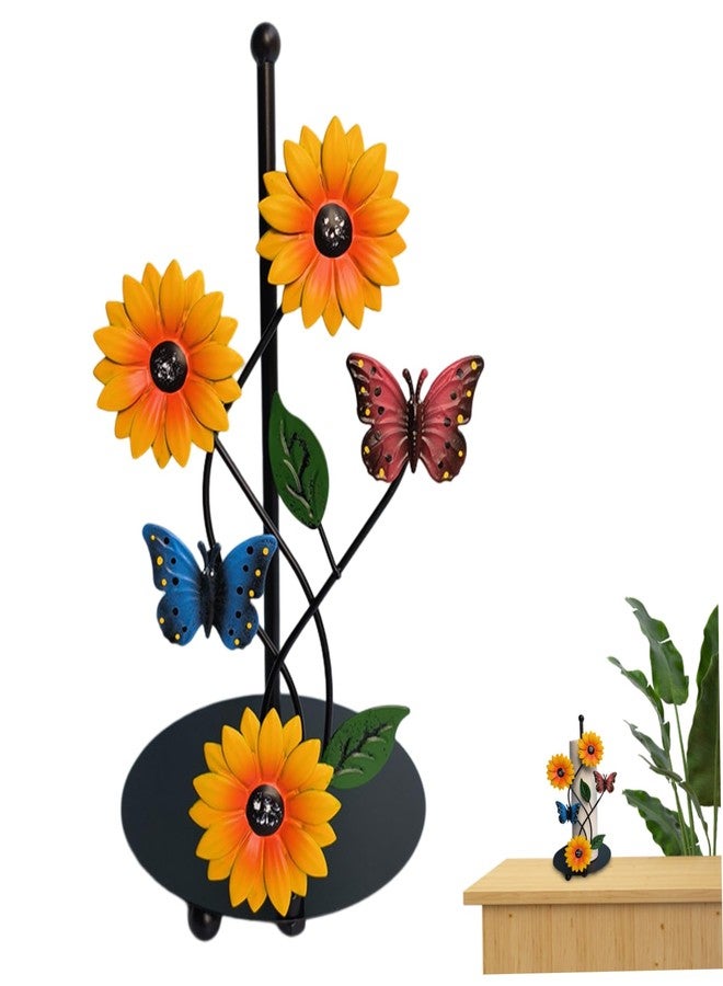 Jorzer Roll Paper Stand Sunflower Butterfly Paper Storage Racks Nonslip Bottom Storage Rack Decorative Detachable Countertop Tissue Towel Holder Bracket for Kitchen Living Room - Image 3