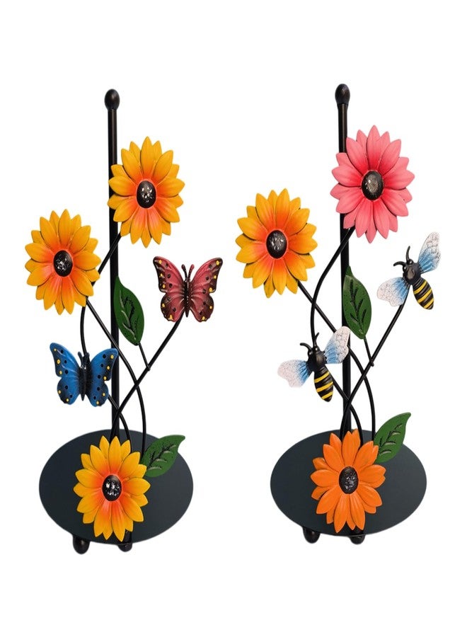 Jorzer Roll Paper Stand Sunflower Butterfly Paper Storage Racks Nonslip Bottom Storage Rack Decorative Detachable Countertop Tissue Towel Holder Bracket for Kitchen Living Room - Image 5