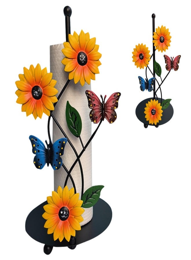 Jorzer Roll Paper Stand Sunflower Butterfly Paper Storage Racks Nonslip Bottom Storage Rack Decorative Detachable Countertop Tissue Towel Holder Bracket for Kitchen Living Room - Image 1