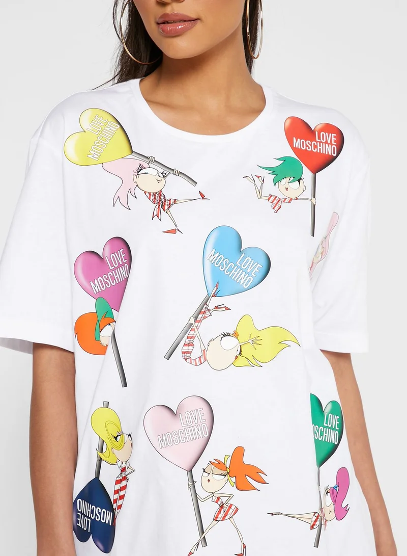 Love Moschino Printed Oversized T-Shirt