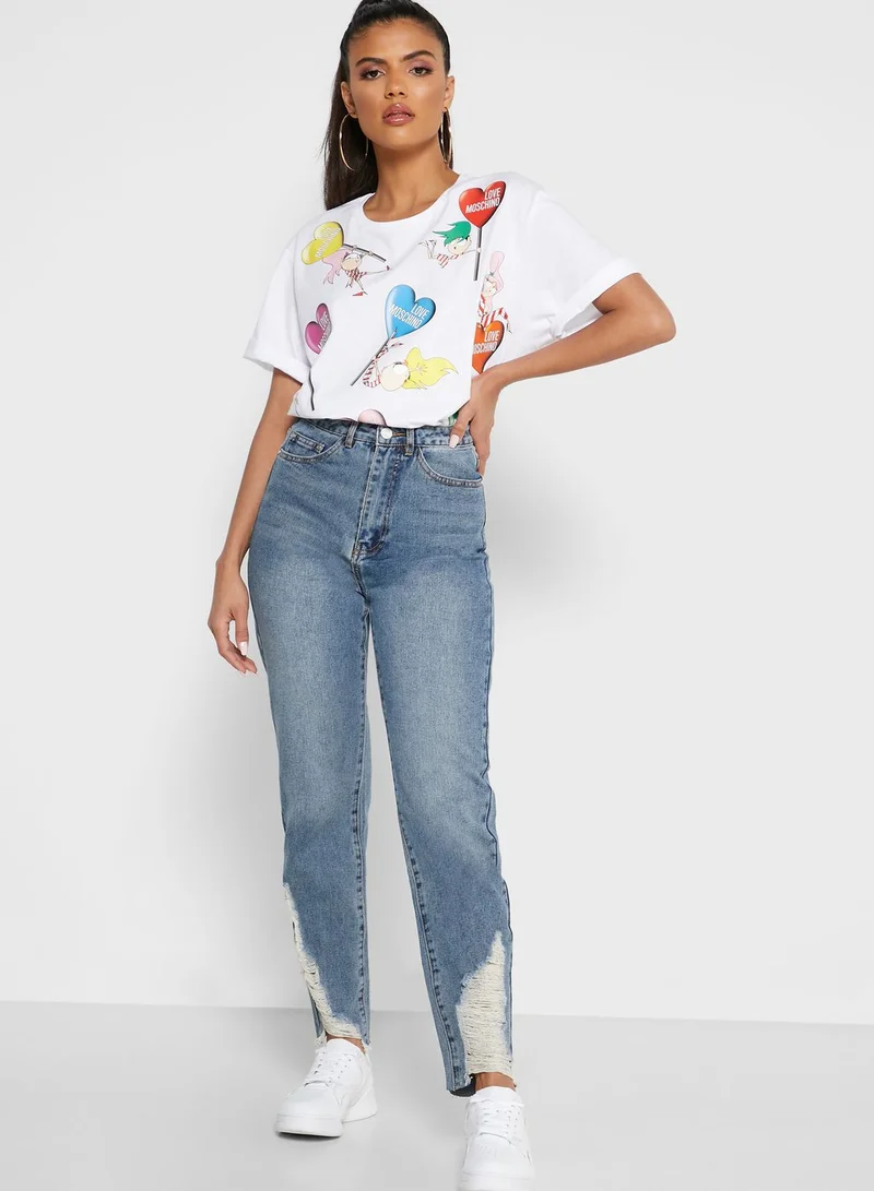 Love Moschino Printed Oversized T-Shirt