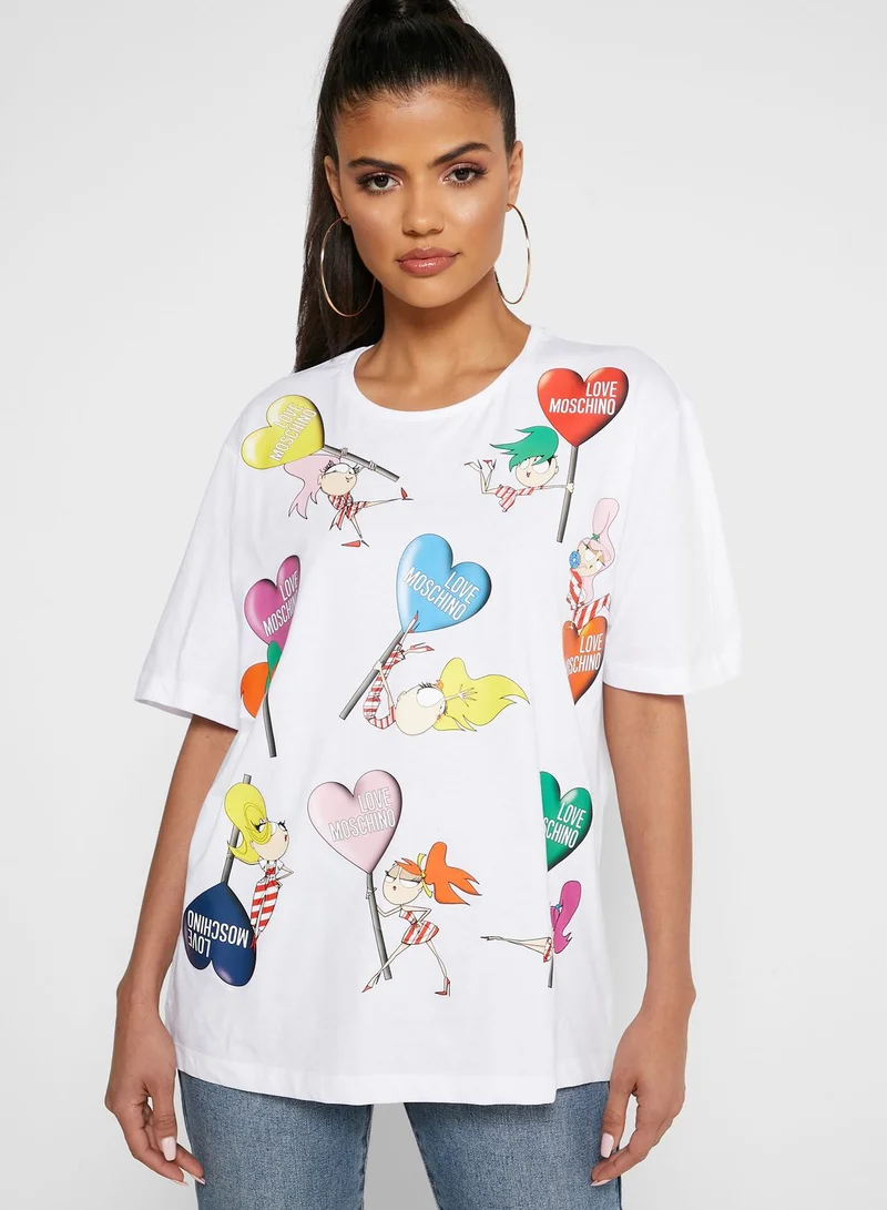 Love Moschino Printed Oversized T-Shirt