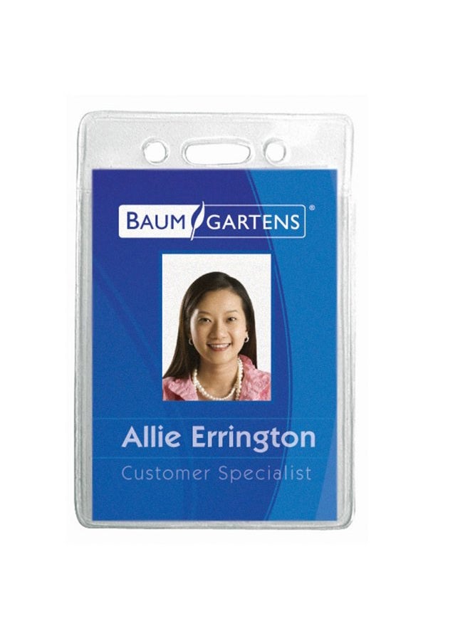 Baumgartens SICURIX(R) Standard Badge Holders, Vertical, 12 Pack, Clear (67820)