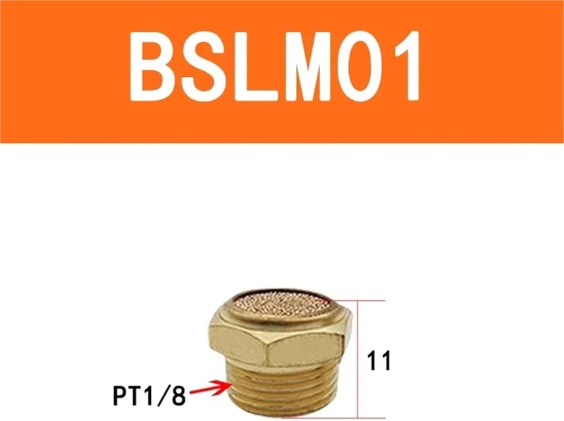 1 قطعة من مخفض الضوضاء الهوائي للعادم ذو الرأس المسطح والمرشح الصوتي، موديل BSL/BESL/BSLM، مقاسات M5 1/8 "1/4"، 3/8 "1/2"، BSLM-01 - Image 2